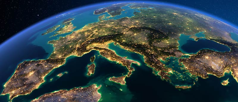 Europe map at night